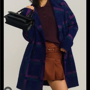 NVLT Eyelash Knit Plaid Coat